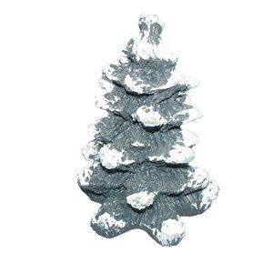 Vintage 1997 Village Square Pine Tree Covered in Snow Mervyns Christmas Holiday